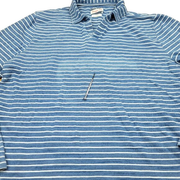 Johnnie-O Hangin Out Men's Medium Striped Polo Shirt Long Sleeve Blue Casual - Picture 5 of 15
